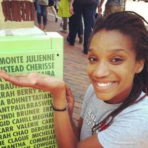 My name came riiiight at the end, so it was split in two pieces.  But Cherisse definitely ran!